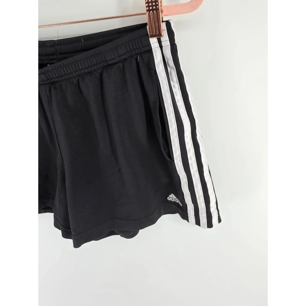 Adidas Mens Black White 3-Stripe Mesh Athletic Gym Shorts Medium